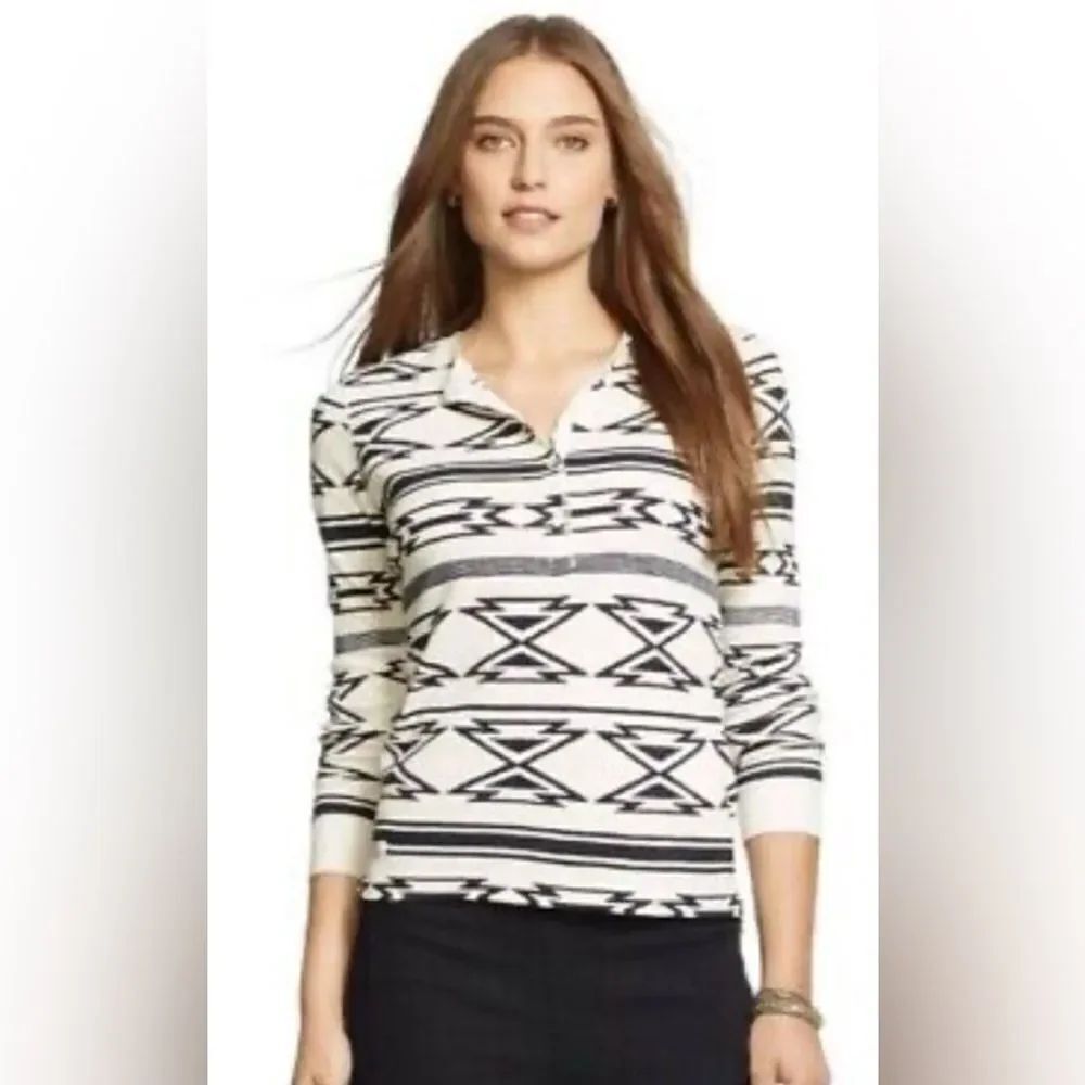 Ralph Lauren Long Sleeve Henley Top Aztec Size Large